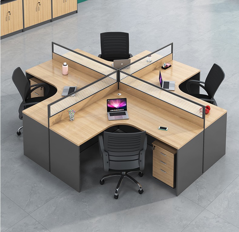 办公桌简约现代办公室家具4人位屏风卡座隔断职员工办公桌椅组合