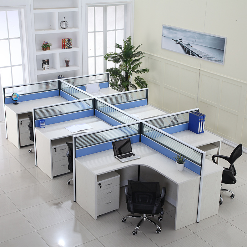 工厂办公室财务桌简约现代职员办公桌卡位屏风电脑办公桌椅组合