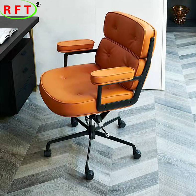 罗宾椅设计师款伊姆斯办公椅可升降旋转电脑椅牛皮实木老板椅子