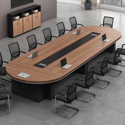 新款大型会议桌长桌简约现代椭圆形培训桌会议室桌椅组合办公家具
