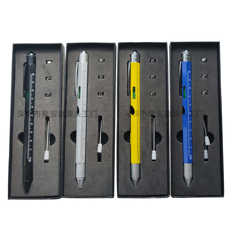 多功能工具笔九合一开瓶器LED灯笔电容触控笔礼品笔盒装金 属笔