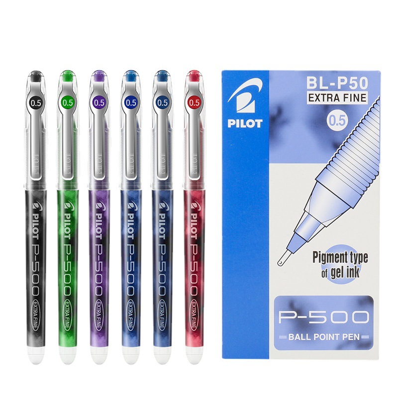 日本pilot百乐p500直液式中性笔BL-p50黑色0.5mm考试笔水笔签字笔