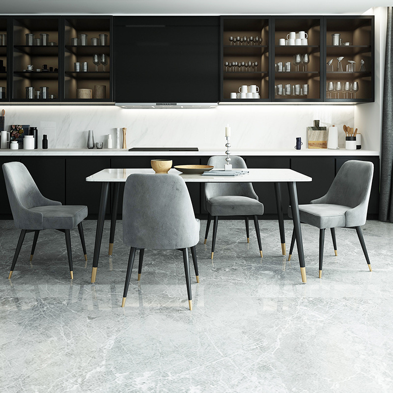北欧大理石餐桌椅组合 轻奢桌子家用 现代简约长方形饭桌餐厅餐桌