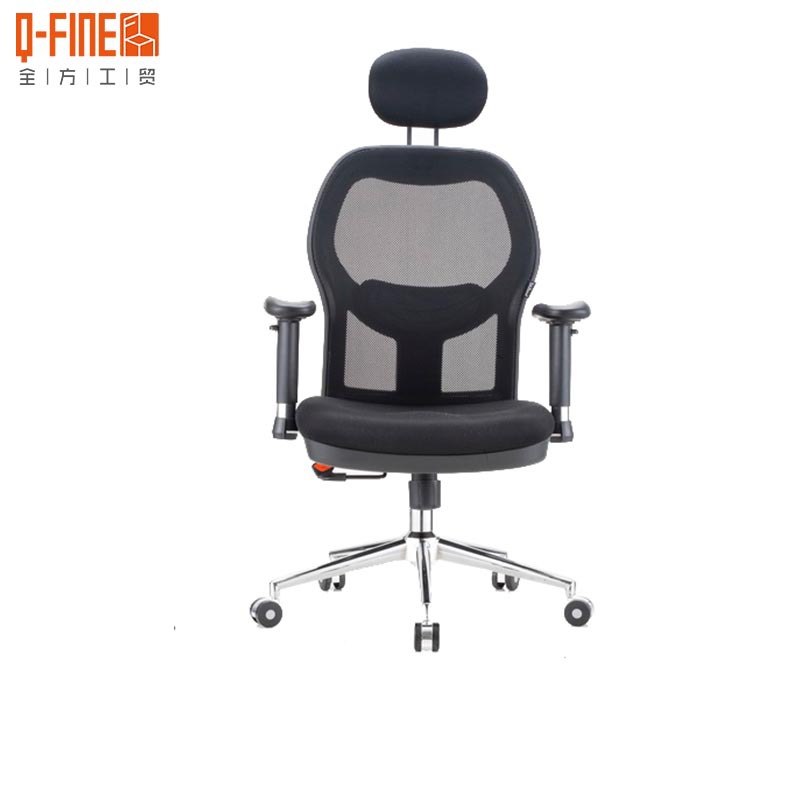 公司经理椅网椅定型海绵带轮子扶手耐用电镀带头枕腰靠保修5年096