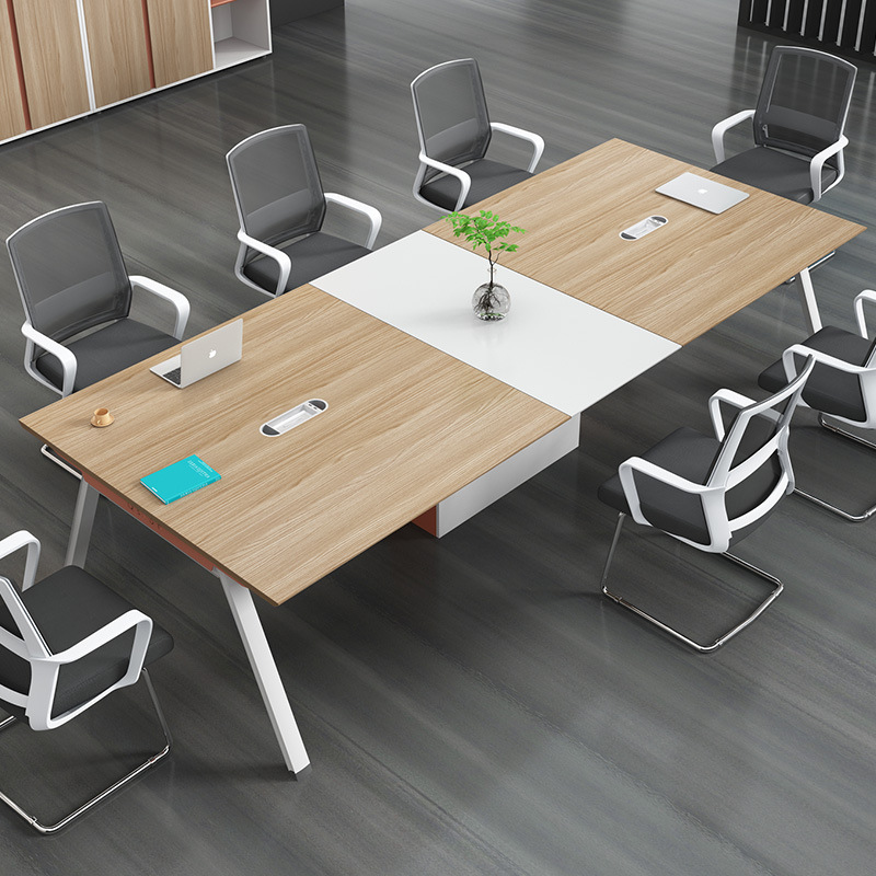 斜边会议桌椅组合简约现代洽谈接待桌大小型会议室家具会议桌长桌