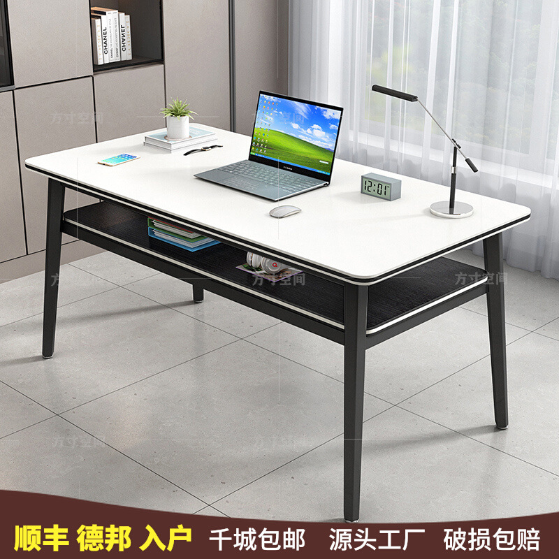 双层简易电脑书桌卧室家用长条办公学生写字工作台培训小桌子厂家