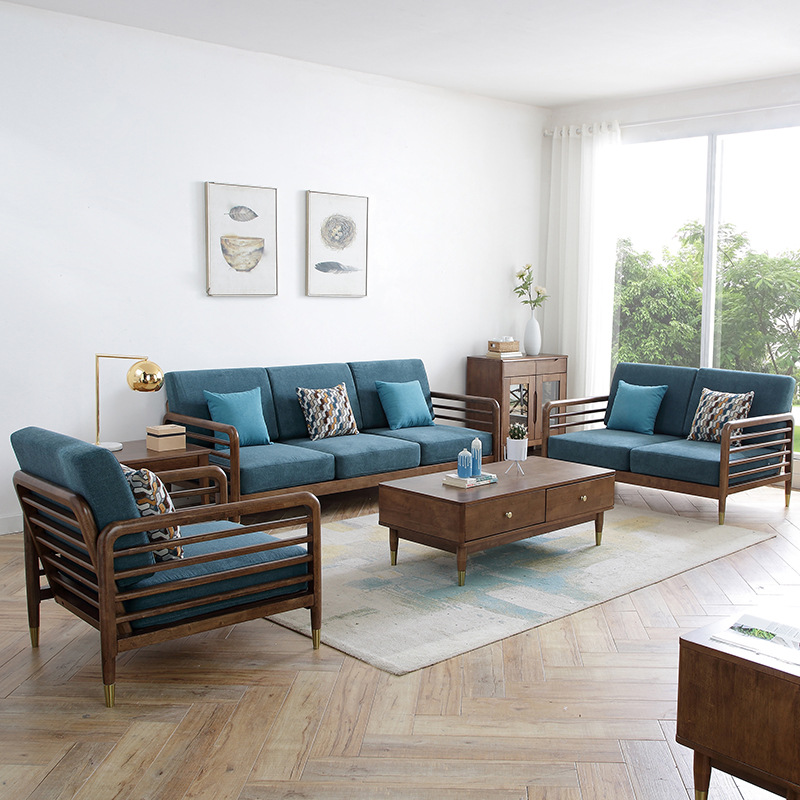 北欧全实木沙发客厅简约套装现代组合小户型木制贵妃转角沙发家具