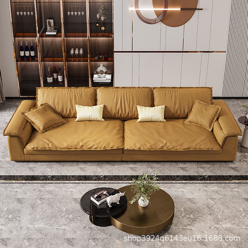 科技布沙发意式简约轻奢现代免洗布艺大客厅超深坐宽乳胶沙发羽绒