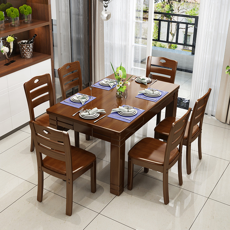 中式实木西餐桌椅组合小户型餐厅食堂公寓出租房饭桌厂家批发