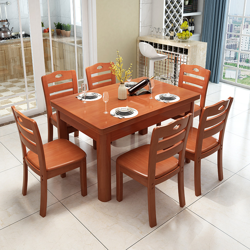 实木餐桌长方形西餐桌现代简约吃饭桌子家用小户型4人6人餐桌椅组