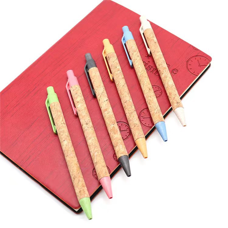 厂家直销环保材质圆珠笔卖秸杆配件压缩木屑纸管可印刷按动广告笔