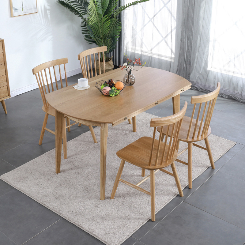 北欧实木伸缩折叠餐桌小户型餐厅家具环保多功能日式简约可变圆桌
