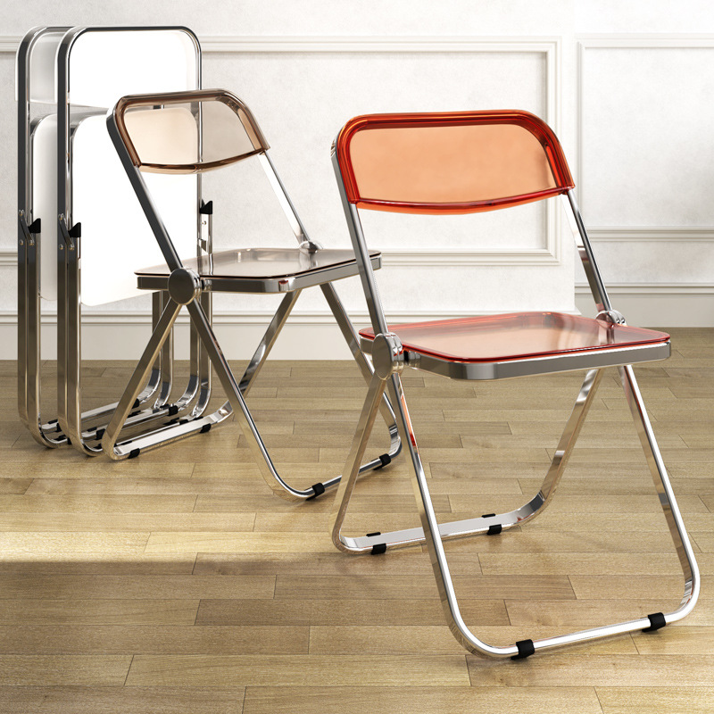 金属透明折叠椅批发 简易椅子活动轻便椅子厂家一件代发可议价
