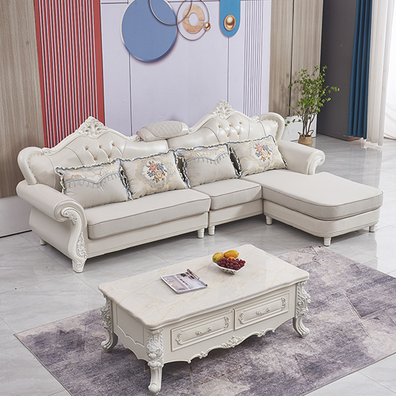 欧式布艺沙发组合客厅大小户型实木科技布沙发转角贵妃欧式沙发