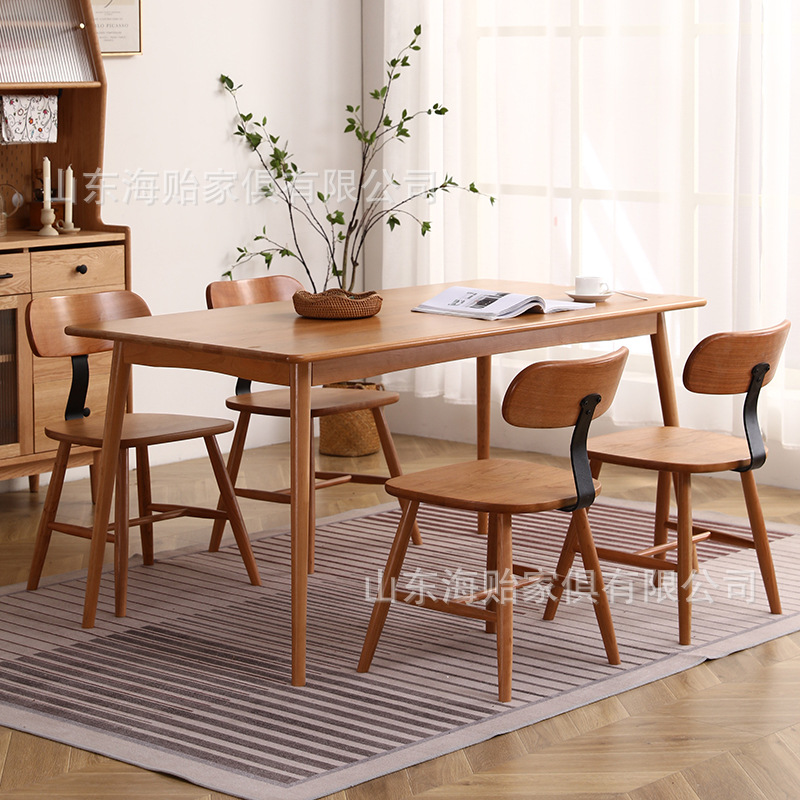 9号椅北欧樱桃木餐椅实木座椅现代简约靠背椅子民宿咖啡厅餐厅椅