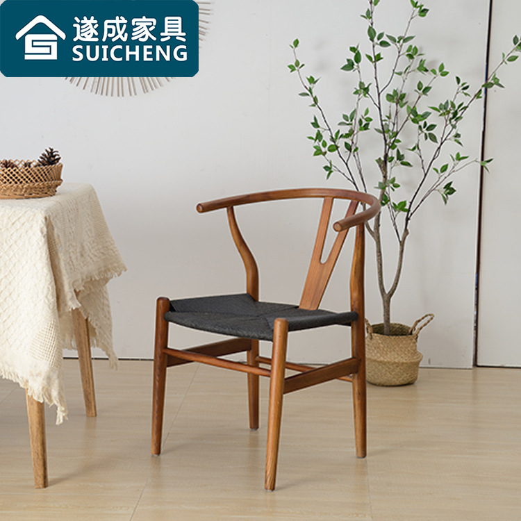 北欧实木餐椅子Y椅餐椅休闲实木椅子凳子靠背椅现代简约创意椅子