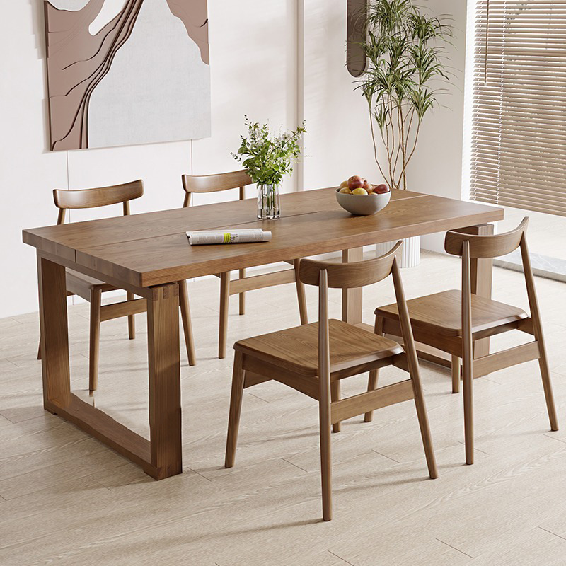 现代简约实木餐桌客厅长桌小户型白蜡木莫比恩桌子餐厅餐桌椅组合