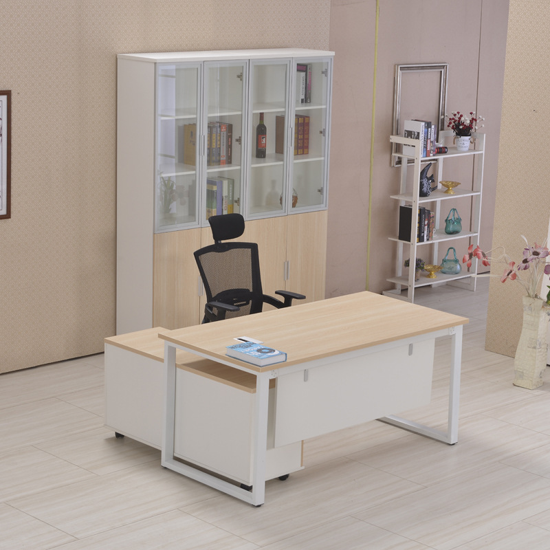 简约单人职员办公桌 时尚大班台实木条形卧式柜小型员工办公桌