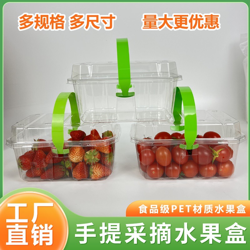 现货水果盒子一次性网红手提水果盒透明塑料盒草莓包装盒2斤装1斤
