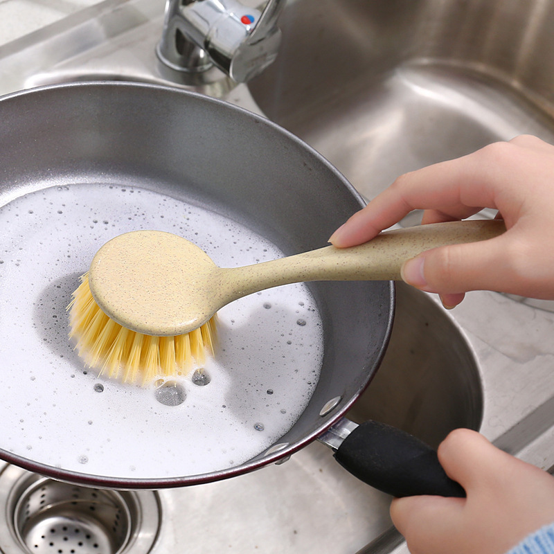 小麦秸杆刷厨房清洁刷 不沾油塑料长柄锅刷洗碗洗锅神器工厂