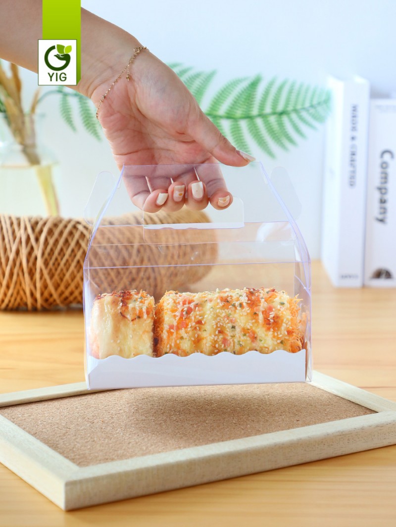 手提透明蛋糕卷包装盒打包盒三角形切块千层小西点盒点心盒饼干盒