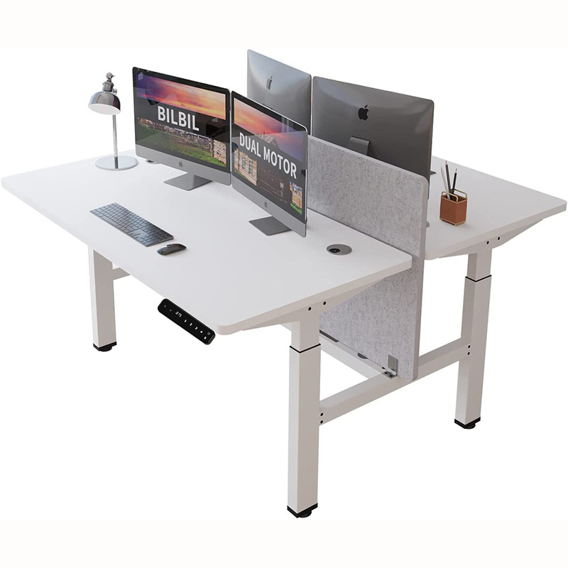 四电机智能电动升降桌架站立式办公桌子现代简约双人位高端电脑桌