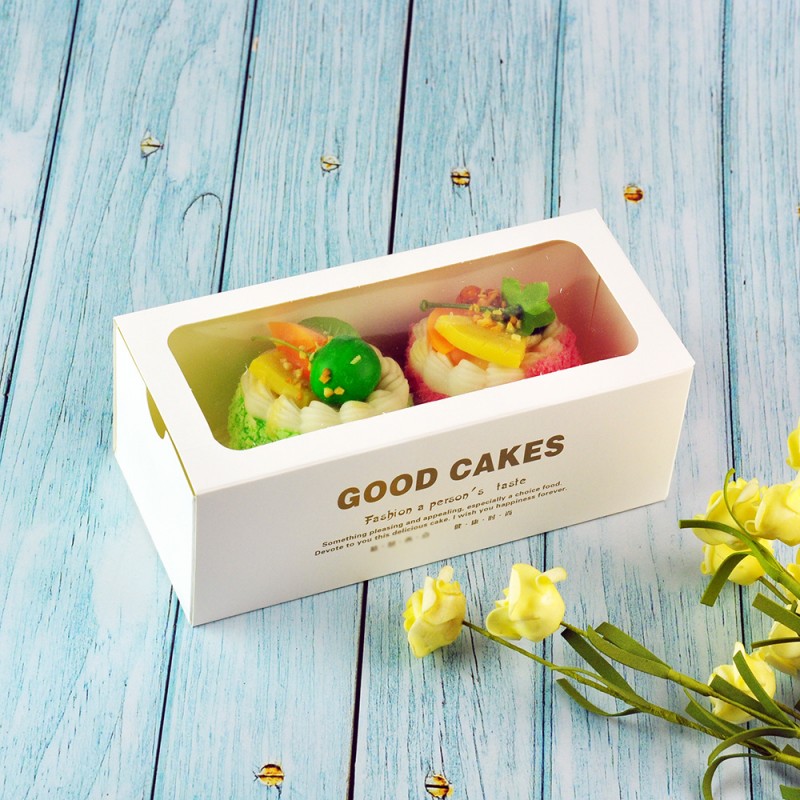 蛋糕包装盒开窗式透明点心甜品月饼纸塑蛋糕盒带盖抽屉甜点纸盒子