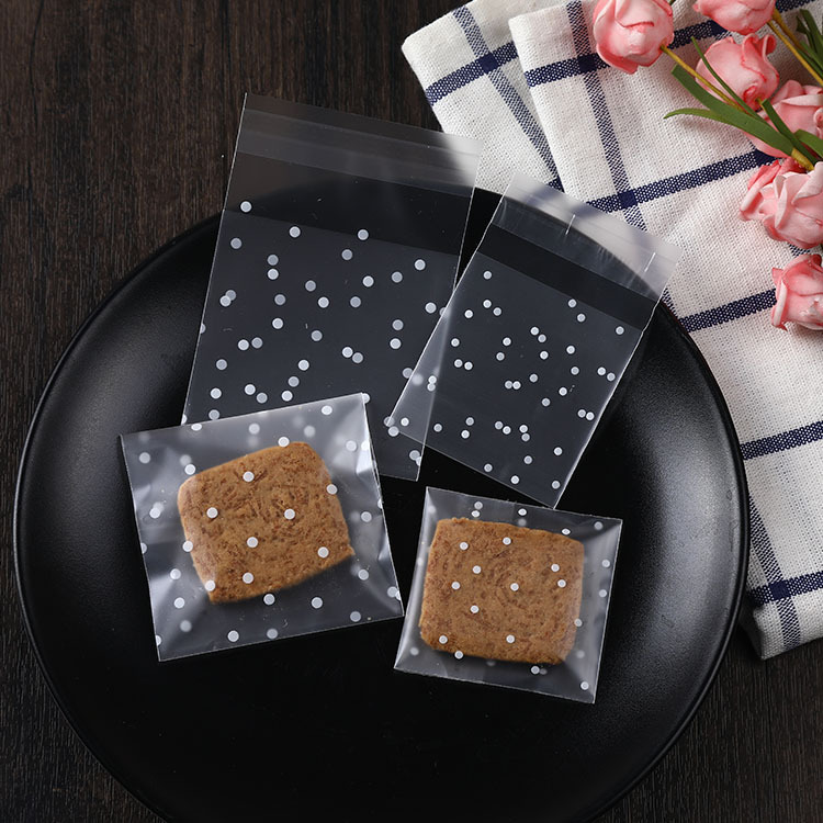 厂家直销白色波点磨砂自粘袋牛轧饼干包装袋糖果雪花酥自封 袋现货