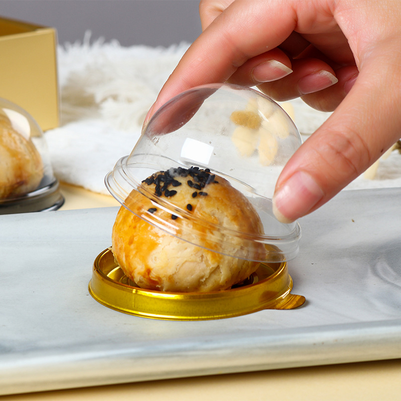 批发蛋黄酥底托单个装透明圆形月饼包装盒厂家雪媚娘吸塑包 装托盒