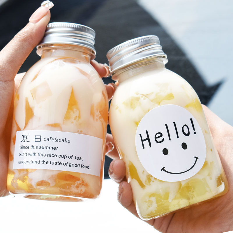 网红奶茶瓶塑料透明U型pet胖胖杯果汁杨枝甘露打包装一次性瓶子