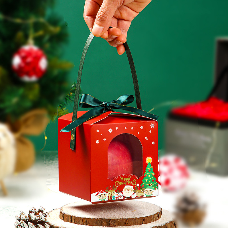 现货批发圣诞苹果盒开窗平安果包装盒大号糖果饼干礼品盒礼物盒子