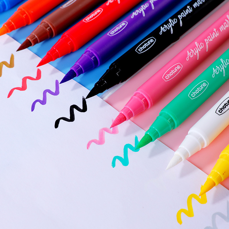 软头丙烯马克笔套装彩色勾线笔学生防水不掉色涂鸦笔绘画笔记录笔