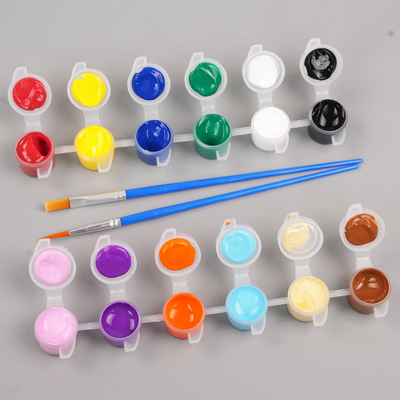 6连体颜料丙烯涂鸦画板扇子娃娃颜料条多色彩绘颜料条多规格批发