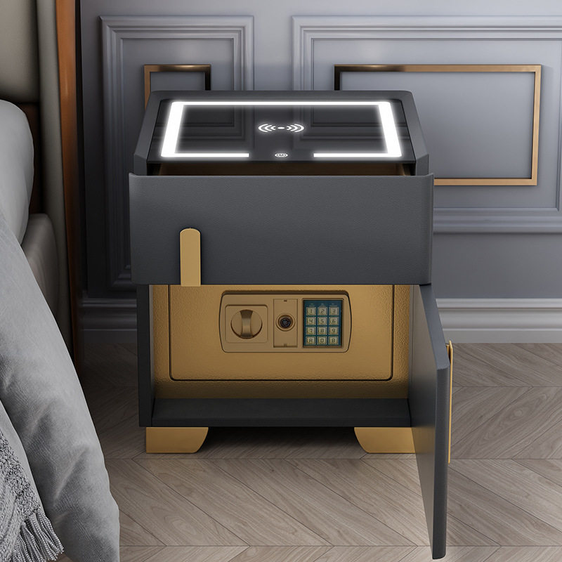 智能床头柜保险柜一体家用小型隐形式可无线充电带灯保险箱