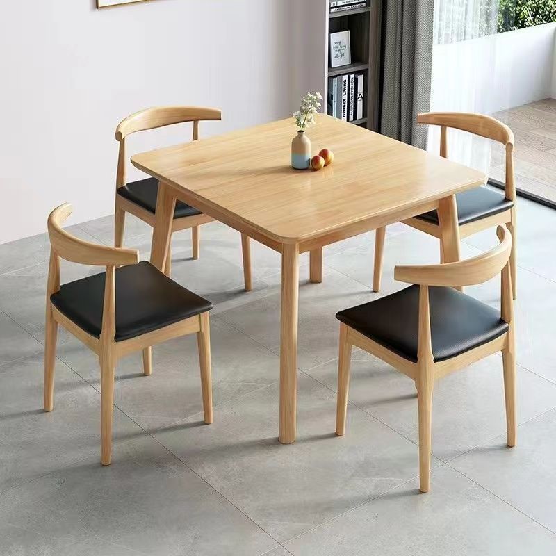 北欧小户型餐厅正方形餐桌椅组合现代日式方桌子洽谈桌实木小方桌