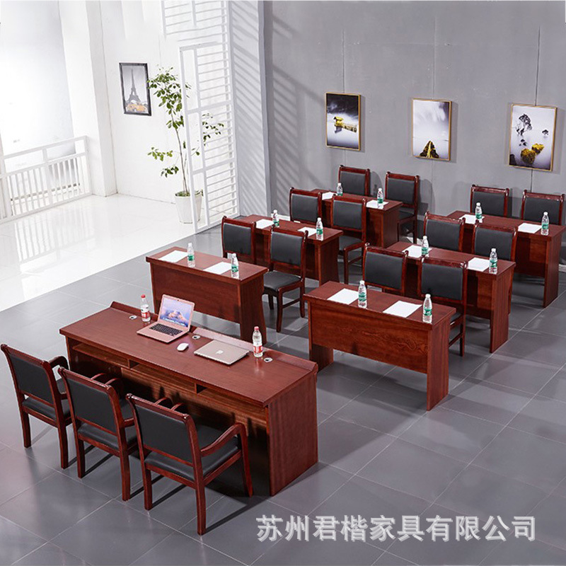 会议桌双人位会议桌条桌油漆培训桌椅组合长条形课桌三人位条形桌