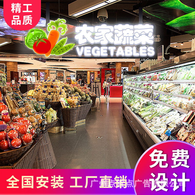 超市悬挂吊牌发光字区域分类导标识牌商场吊装双面灯箱广告牌制作
