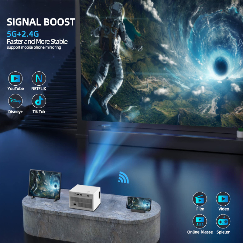 Home HDMI Wi-Fi Mini Projector with Smartphone Screen