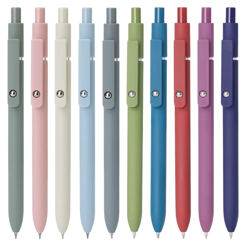 跨境赞仕012领航莫兰迪复古色按动中性笔学生办公磨砂低重心黑芯