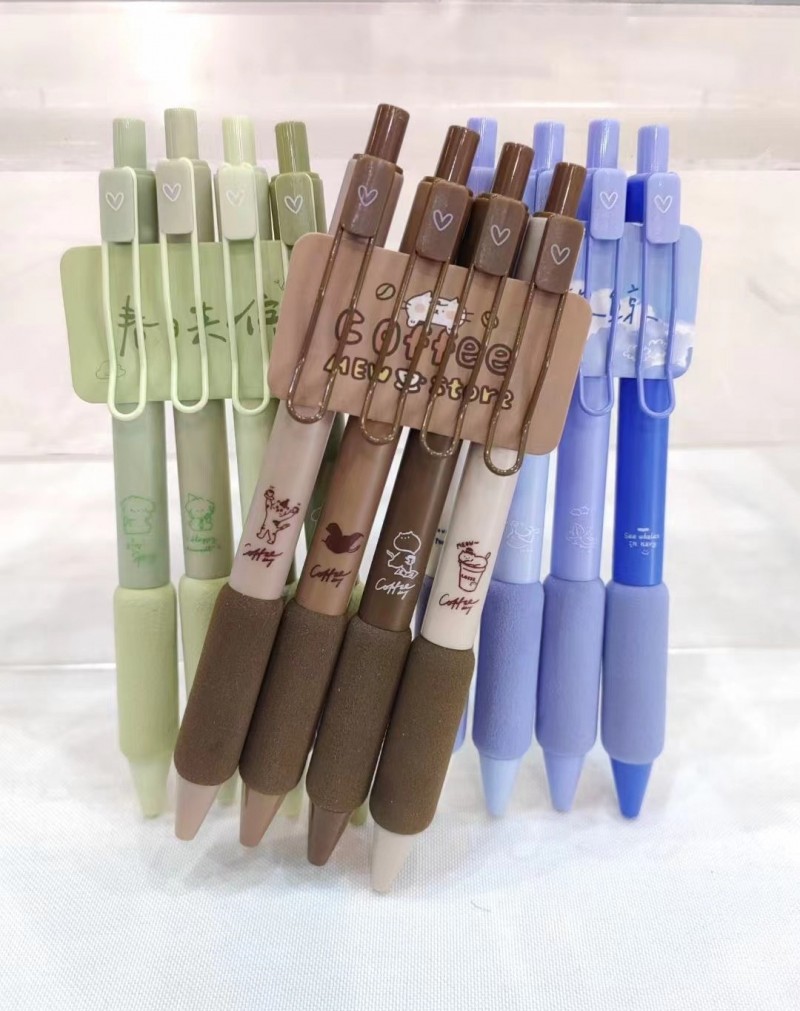 高颜值超软欧包治愈天空按动笔中性速干ST笔头学习刷题黑色笔