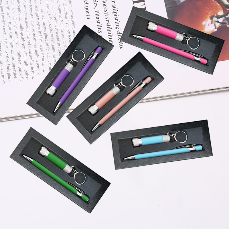 新款美极笔手电筒套装金属银件喷胶圆珠笔迷你手电筒广告礼品套装