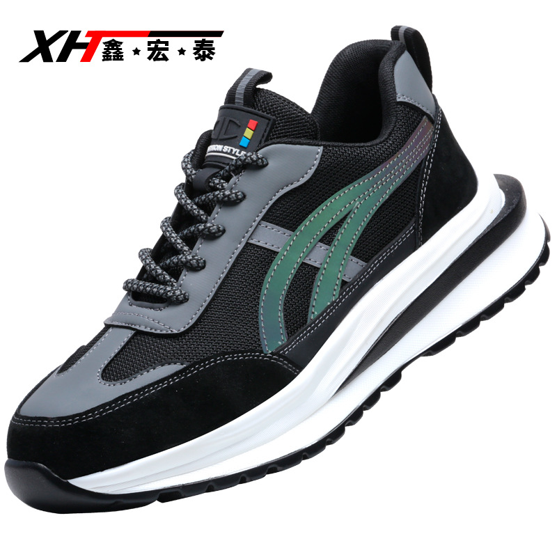 劳保鞋男女四季款低帮钢包头防砸防穿刺耐磨PU底安全工作鞋跨境