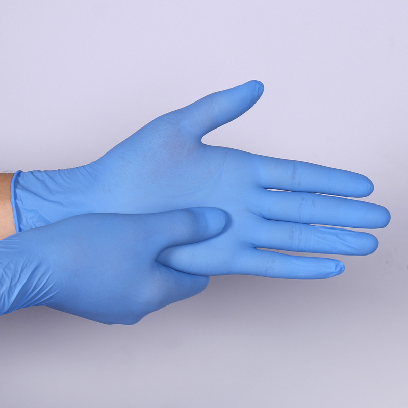 厂家包邮无粉加厚一次性丁晴手套 蓝色家用防酸碱实验室丁腈手套