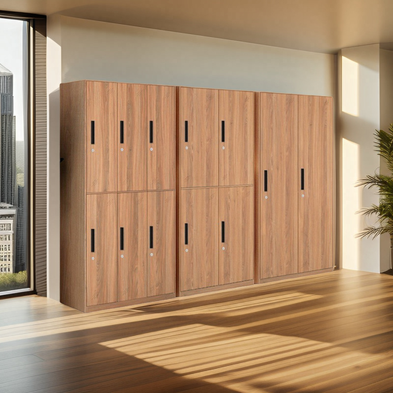 钢制六门更衣柜宿舍员工浴室柜健身房简易加厚衣柜木纹转印铁皮柜