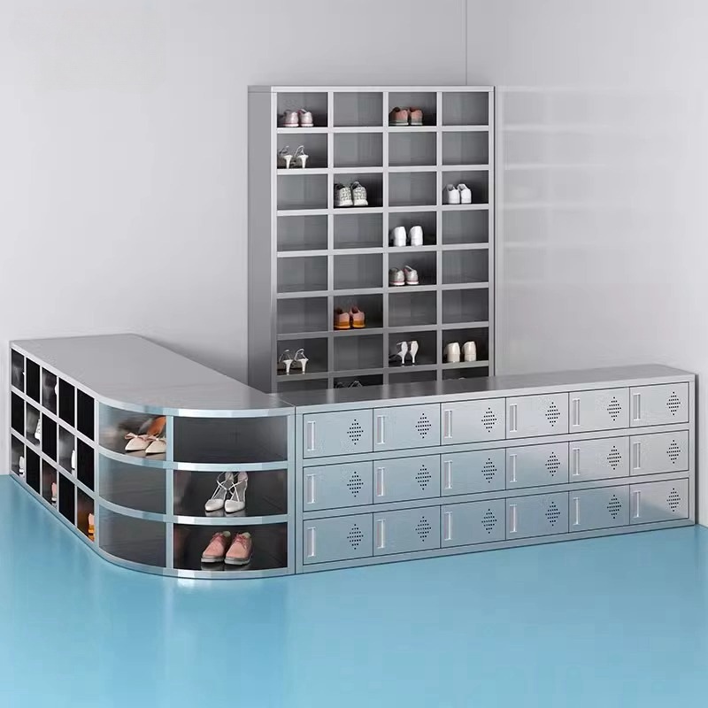 304不锈钢鞋柜储物柜换鞋柜201单面双面食品无尘车间员工换鞋凳