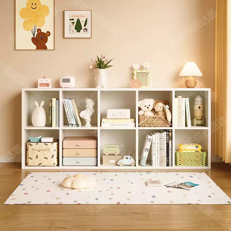 实木书柜幼儿园书包柜靠墙矮柜子储物柜书架置物架落地收纳格子柜