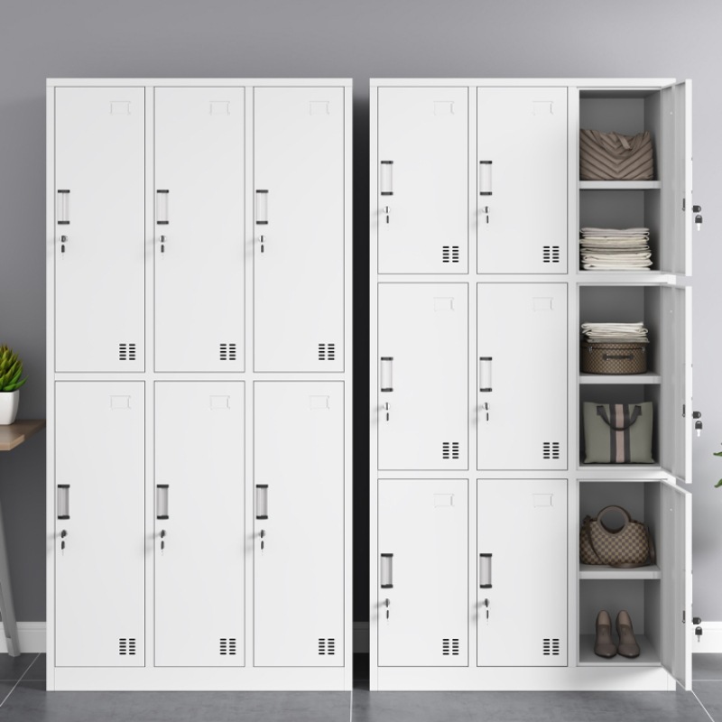 钢制更衣柜带锁铁皮储物柜浴室六门工厂员工换衣柜鞋柜宿舍收纳柜