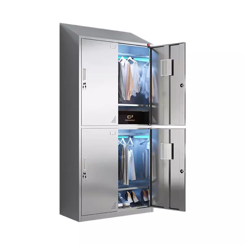 304不锈钢斜顶更衣柜无尘净化车间食品厂洁净室员工消毒储物柜子