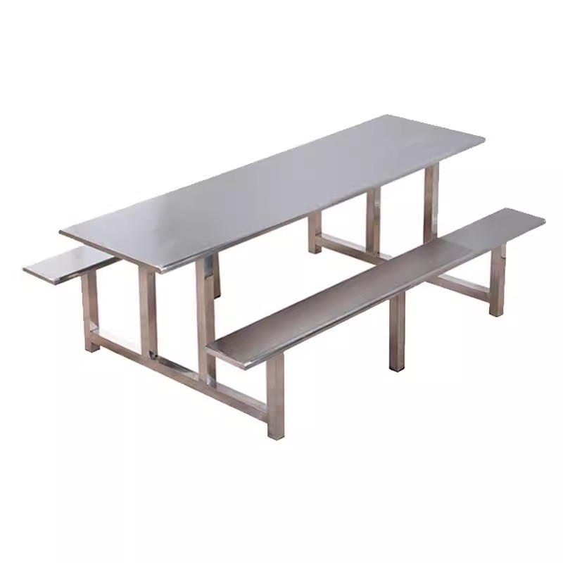 不锈钢餐桌椅学校食堂工厂员工餐厅餐桌组合4人6人8人连体快餐桌