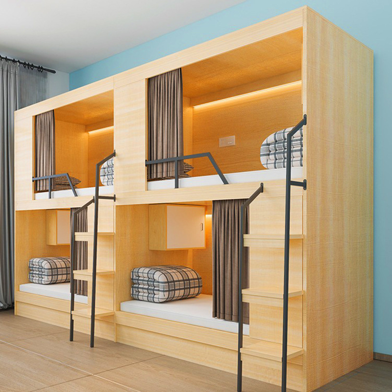 单双人太空舱学生宿舍高低床青旅电竞酒店钢木双层公寓床全包床